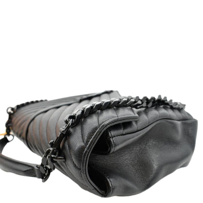 YVES SAINT LAURENT College Large Lambskin Leather Shoulder Chain Bag Black