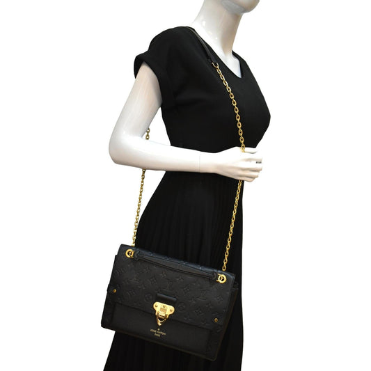 LOUIS VUITTON Vavin MM Monogram Empreinte Leather Shoulder Bag Black