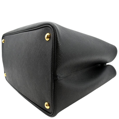 PRADA Medium Double Saffiano Leather Crossbody Bag Black