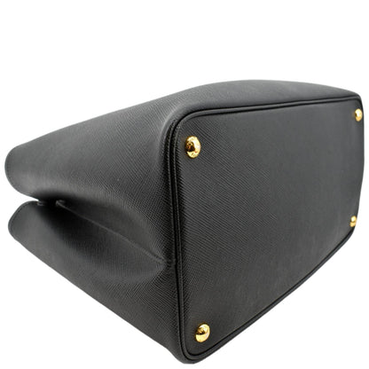 PRADA Medium Double Saffiano Leather Crossbody Bag Black