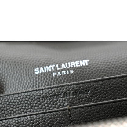YVES SAINT LAURENT Cassandre Leather Chain Wallet Grey