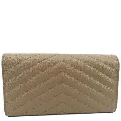 YVES SAINT LAURENT Monogram Grain De Poudre Wallet Beige