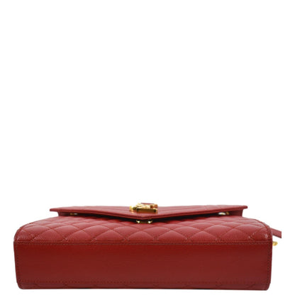 YVES SAINT LAURENT Envelope Flap Matelasse Leather Shoulder Bag Red