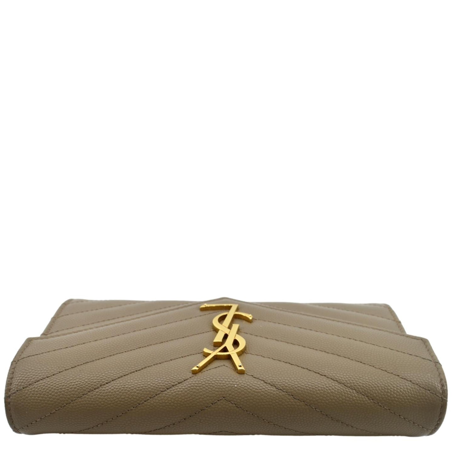 YVES SAINT LAURENT Monogram Grain De Poudre Wallet Beige