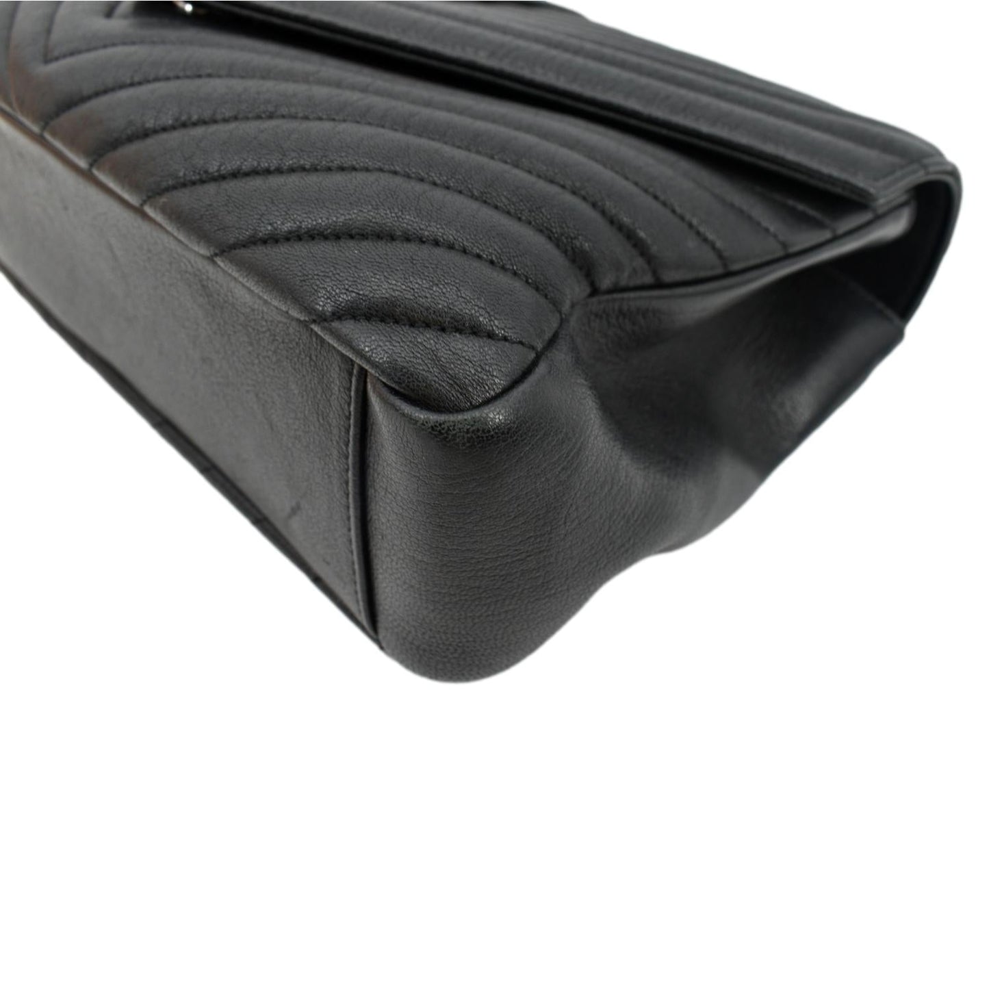 YVES SAINT LAURENT College Large Lambskin Leather Shoulder Chain Bag Black