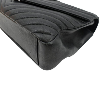 YVES SAINT LAURENT College Large Lambskin Leather Shoulder Chain Bag Black