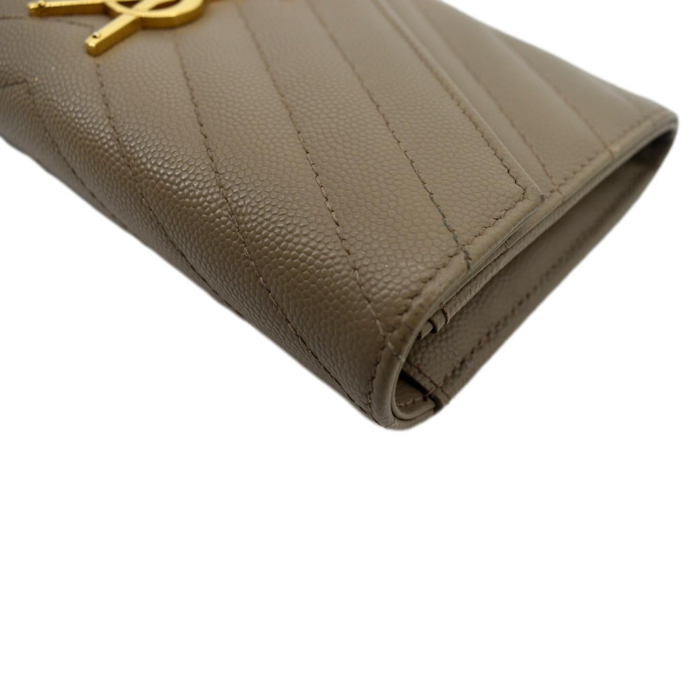 YVES SAINT LAURENT Monogram Grain De Poudre Wallet Beige