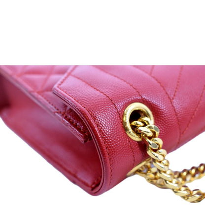 YVES SAINT LAURENT Envelope Flap Matelasse Leather Shoulder Bag Red