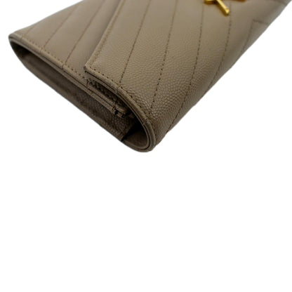 YVES SAINT LAURENT Monogram Grain De Poudre Wallet Beige