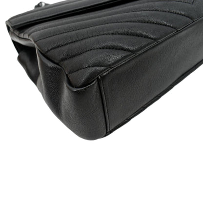 YVES SAINT LAURENT College Large Lambskin Leather Shoulder Chain Bag Black