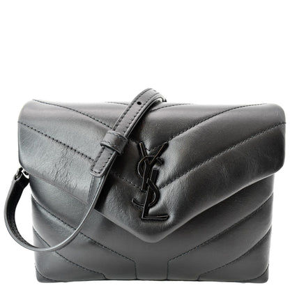 YVES SAINT LAURENT Loulou Toy Matelasse Leather Crossbody Bag Black