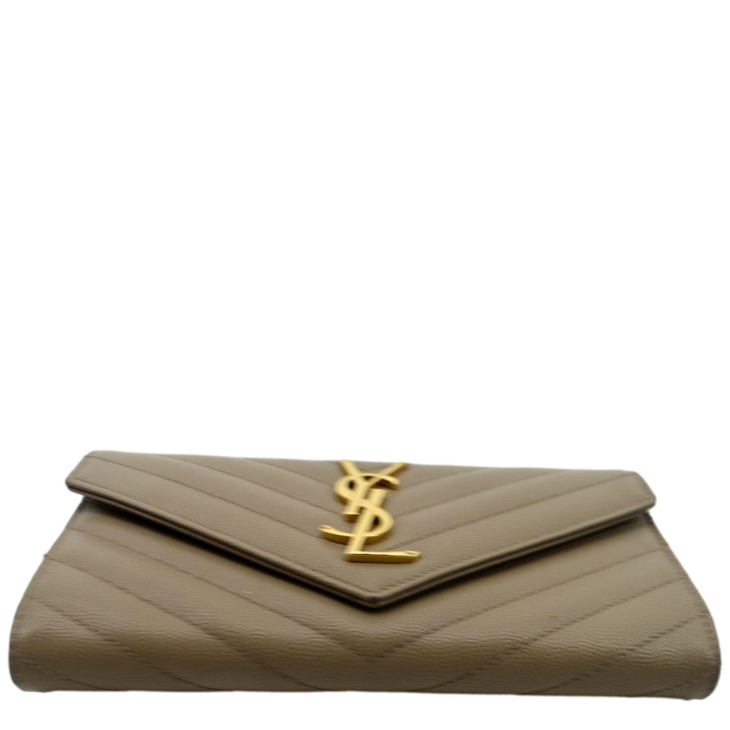 YVES SAINT LAURENT Monogram Grain De Poudre Wallet Beige