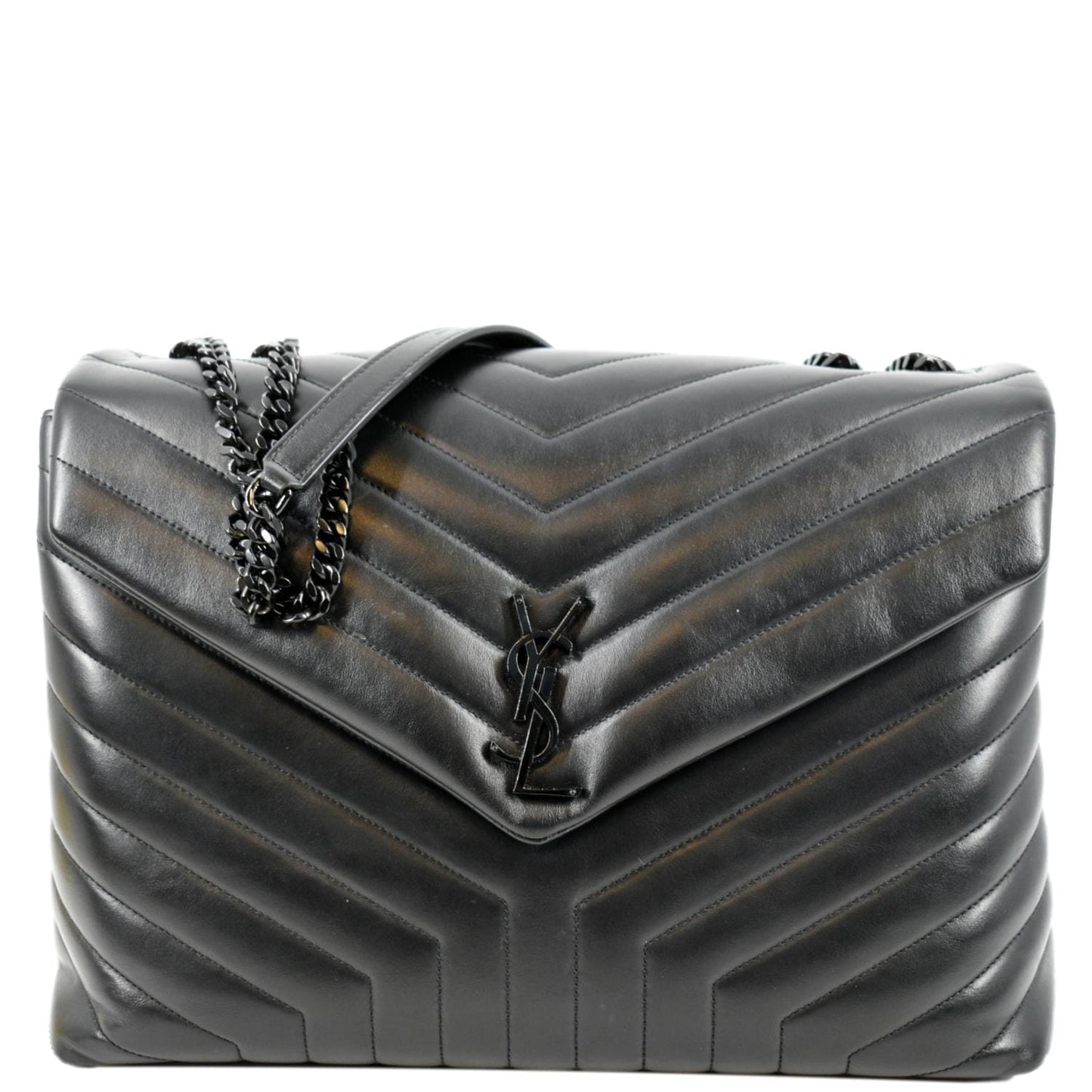 YVES SAINT LAURENT Large Loulou Matelasse Leather Chain Shoulder Bag Black