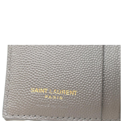 YVES SAINT LAURENT Monogram Compact Leather Zip Wallet Grey