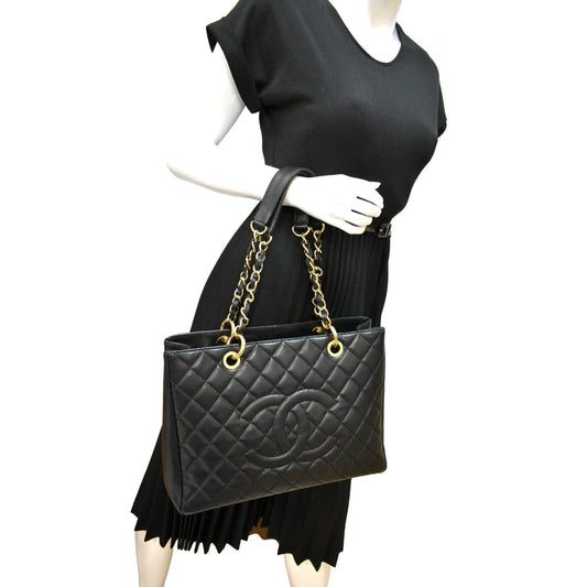 CHANEL Grand Shopping Caviar Leather GST Tote Bag Black - Sold