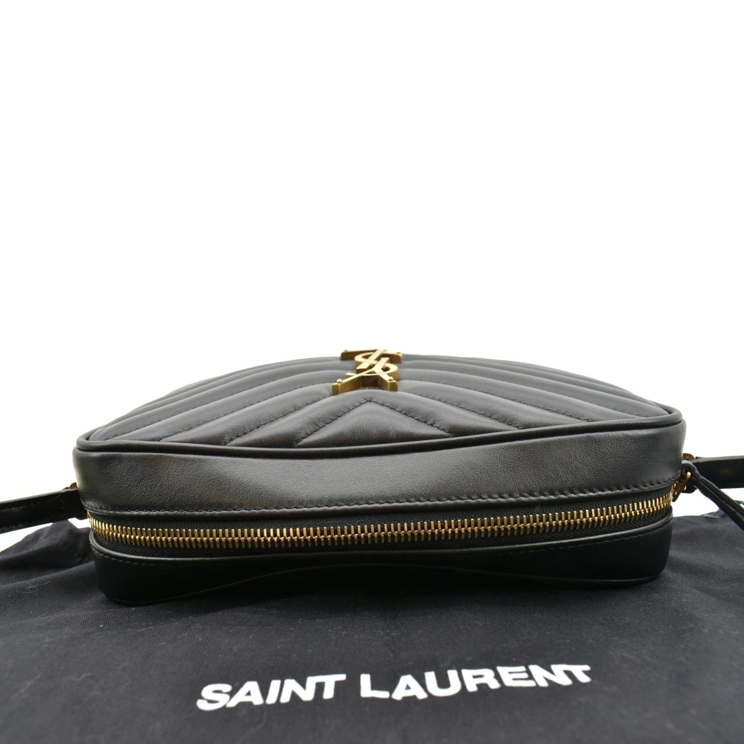 YVES SAINT LAURENT Lou Chevron Leather Camera Crossbody Bag Black
