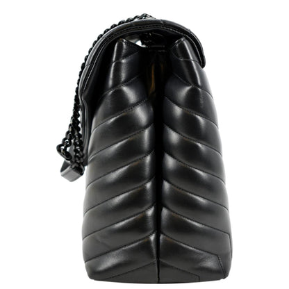 YVES SAINT LAURENT Large Loulou Matelasse Leather Chain Shoulder Bag Black