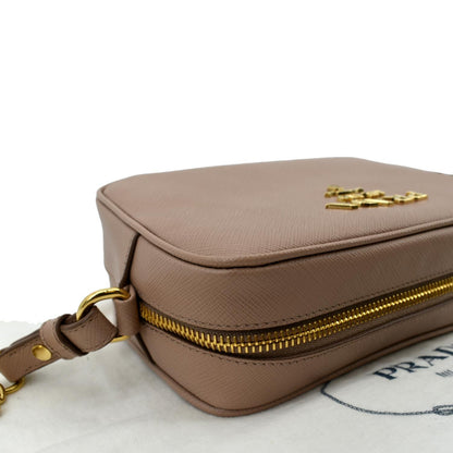 PRADA Small Saffiano Leather Camera Crossbody Bag Pink