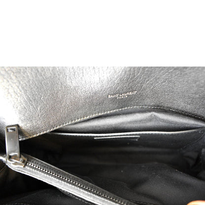 YVES SAINT LAURENT College Large Lambskin Leather Shoulder Chain Bag Black