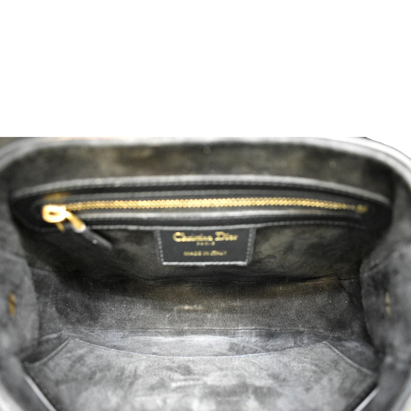 CHRISTIAN DIOR D Fence Calfskin Leather Saddle Bag Black