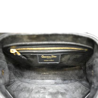 CHRISTIAN DIOR D Fence Calfskin Leather Saddle Bag Black