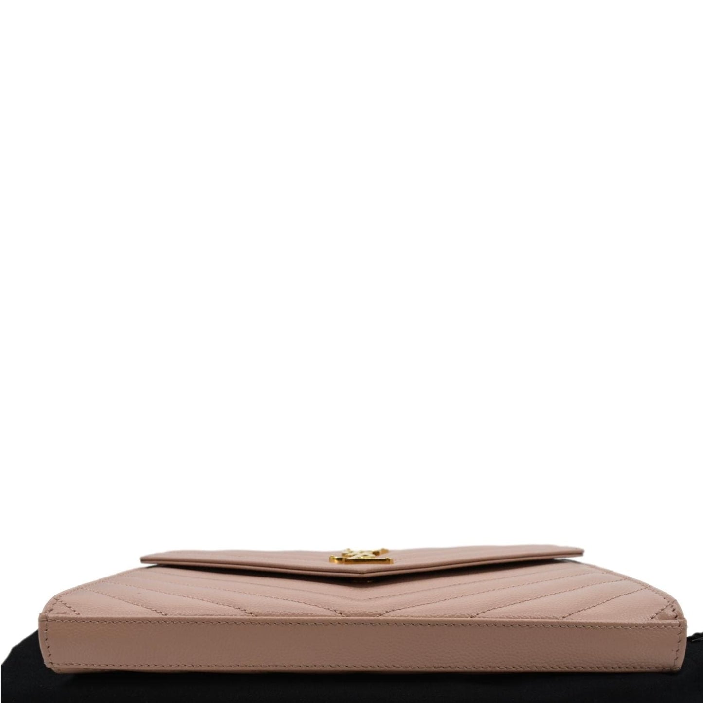 YVES SAINT LAURENT Matelasse Chevron Leather Envelope Chain Wallet Pink