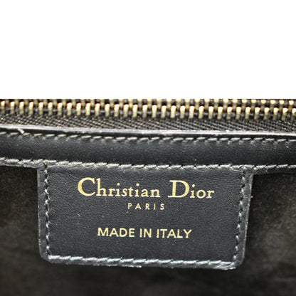CHRISTIAN DIOR D Fence Calfskin Leather Saddle Bag Black