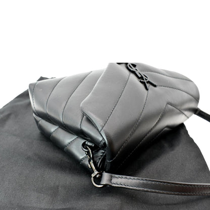 YVES SAINT LAURENT Loulou Toy Matelasse Leather Crossbody Bag Black