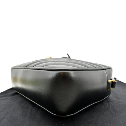 YVES SAINT LAURENT Lou Chevron Leather Camera Crossbody Bag Black