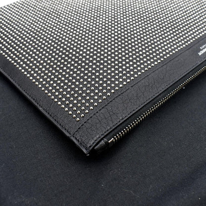 YVES SAINT LAURENT Zip Studded Leather Pouch Black