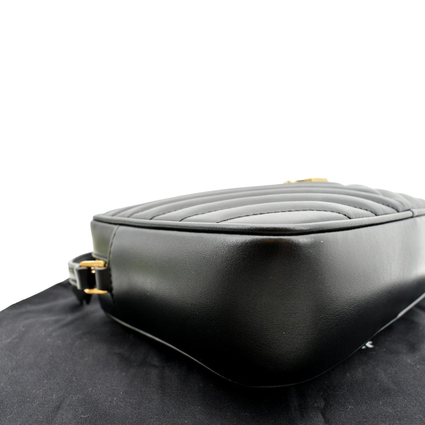 YVES SAINT LAURENT Lou Chevron Leather Camera Crossbody Bag Black