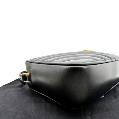 YVES SAINT LAURENT Lou Chevron Leather Camera Crossbody Bag Black