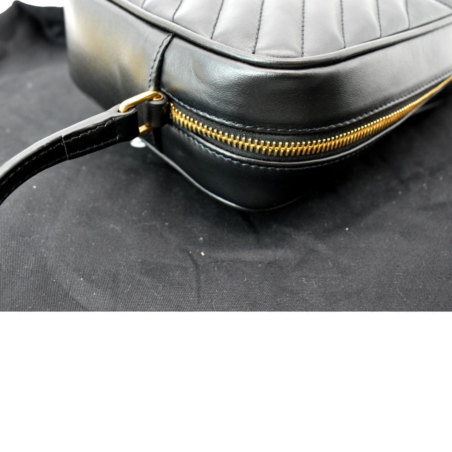 YVES SAINT LAURENT Lou Chevron Leather Camera Crossbody Bag Black