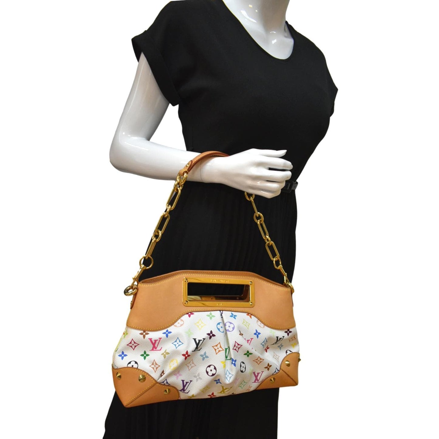 LOUIS VUITTON Judy GM White Monogram Canvas Multicolor