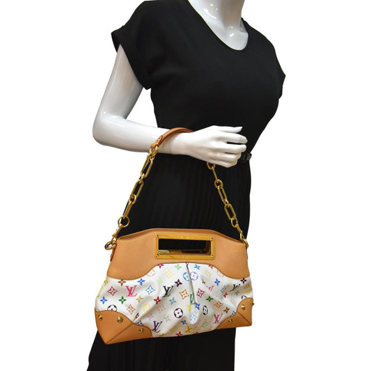 LOUIS VUITTON Judy GM White Monogram Canvas Multicolor