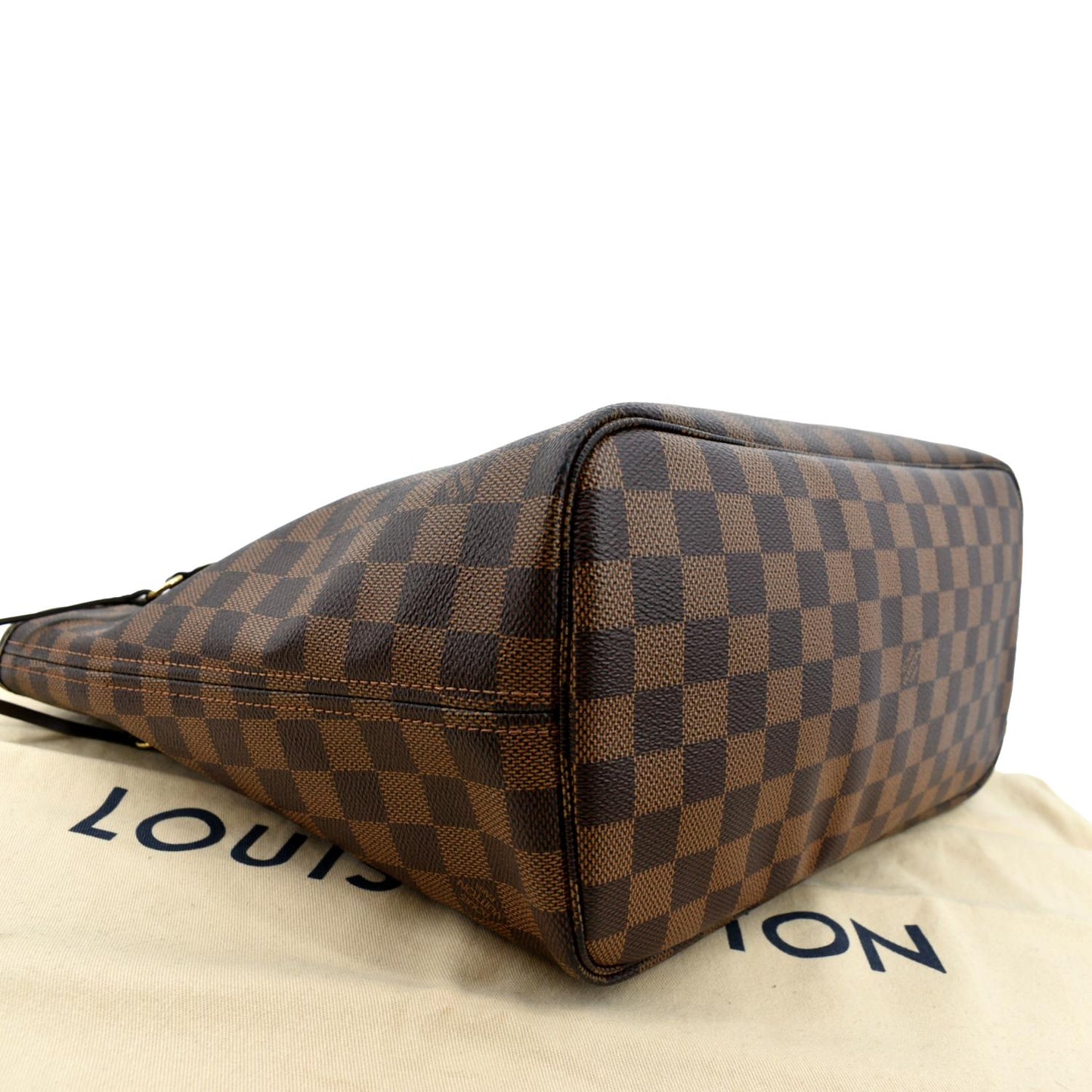 LOUIS VUITTON Neverfull MM Damier Ebene Tote Bag Brown