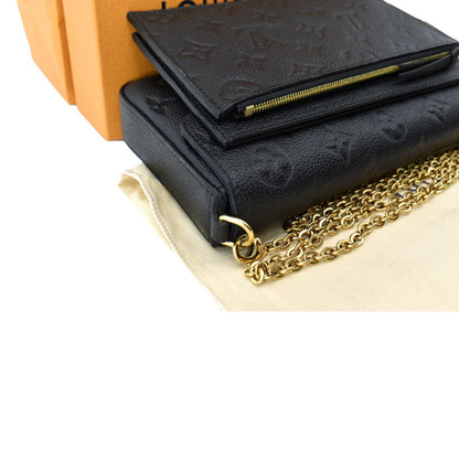LOUIS VUITTON Felicie Monogram Empreinte Chain Pochette Crossbody Bag Black