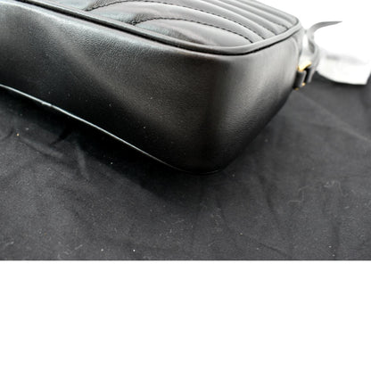 YVES SAINT LAURENT Lou Chevron Leather Camera Crossbody Bag Black