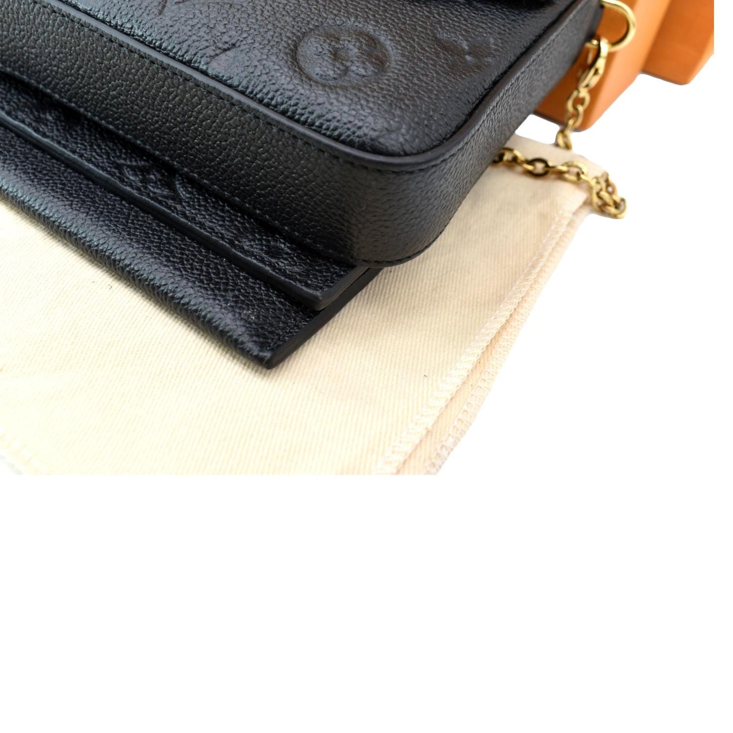 LOUIS VUITTON Felicie Monogram Empreinte Chain Pochette Crossbody Bag Black