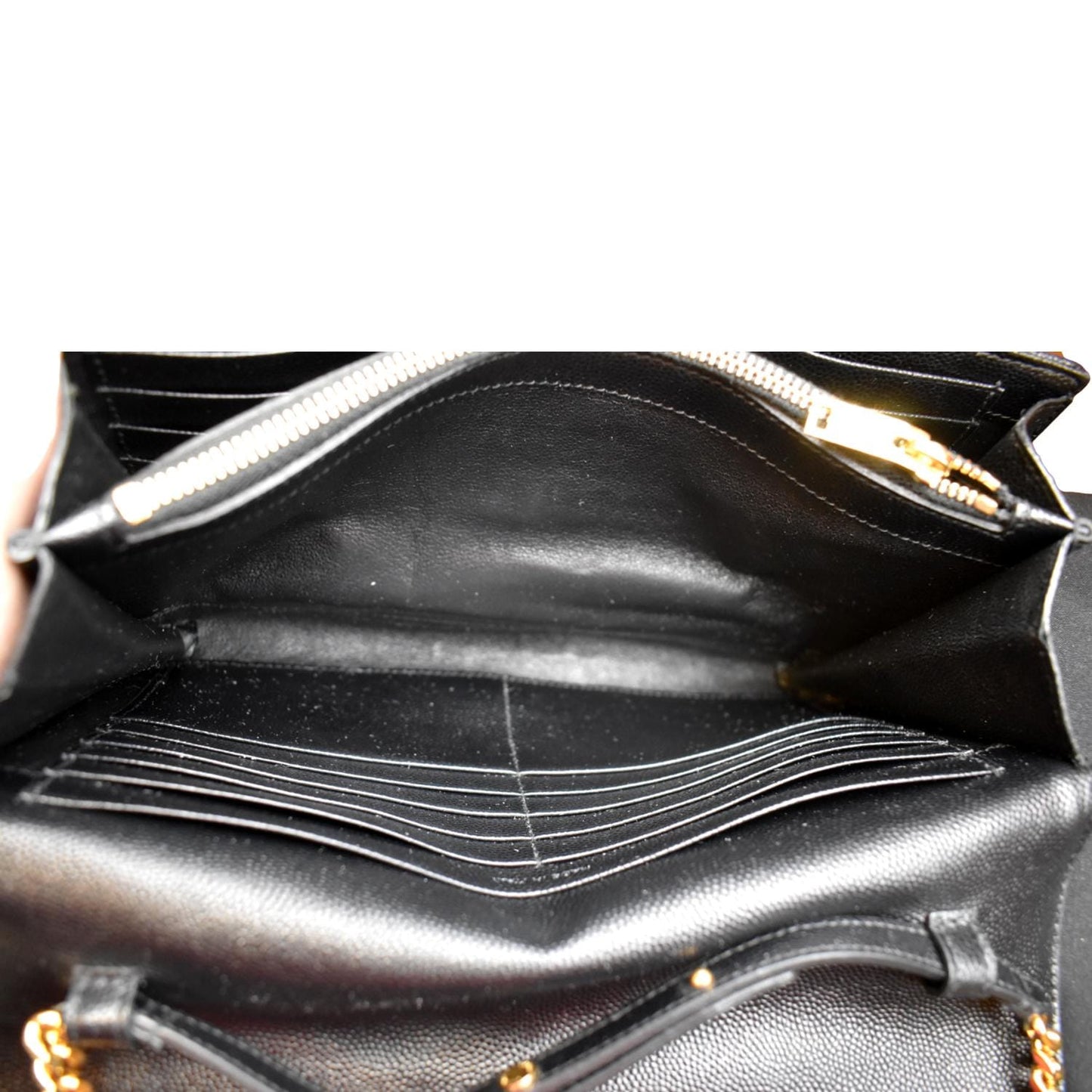 YVES SAINT LAURENT Chevron Grain De Poudre Envelope Chain Bag Black