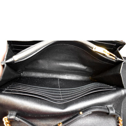 YVES SAINT LAURENT Chevron Grain De Poudre Envelope Chain Bag Black