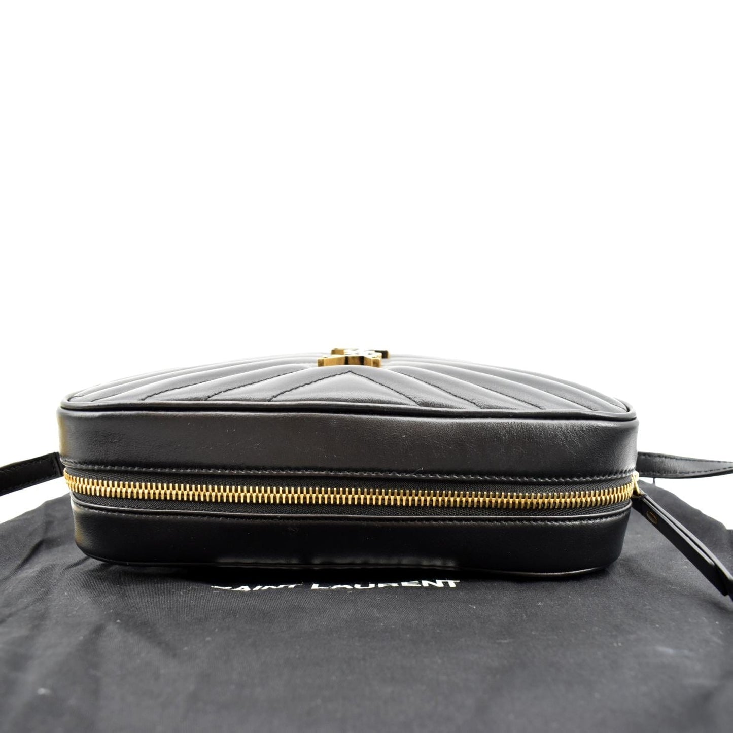 YVES SAINT LAURENT Lou Camera Chevron Leather Crossbody Bag Black