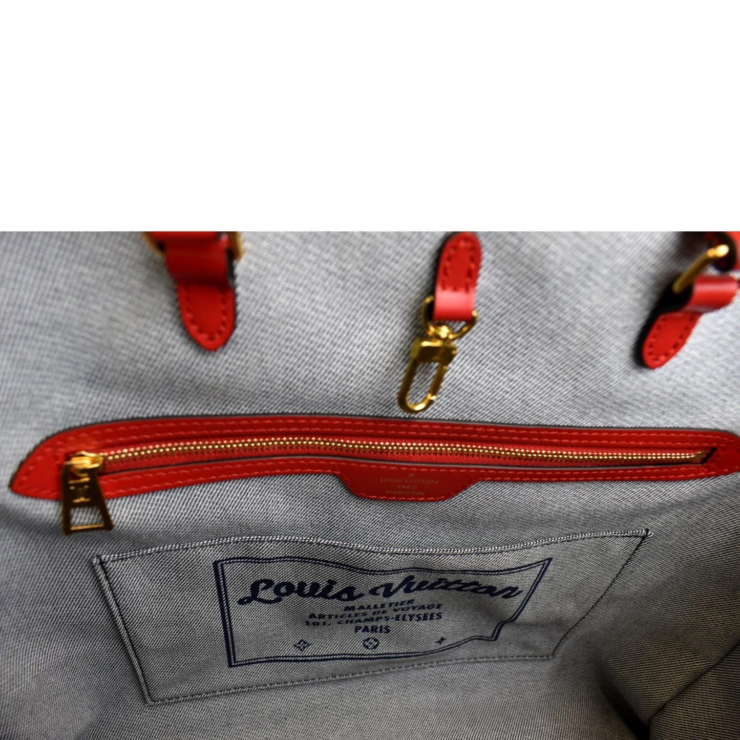 LOUIS VUITTON Onthego GM Autres Toiles Monogram Denim Shoulder Bag Blue/Red