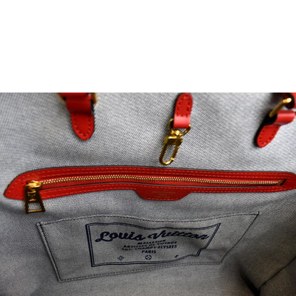 LOUIS VUITTON Onthego GM Autres Toiles Monogram Denim Shoulder Bag Blue/Red
