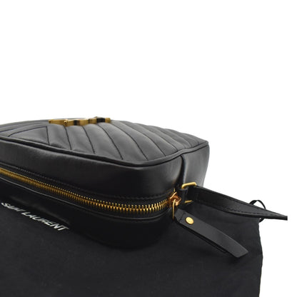 YVES SAINT LAURENT Lou Camera Chevron Leather Crossbody Bag Black