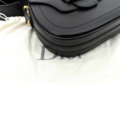 CHRISTIAN DIOR D Fence Calfskin Leather Saddle Bag Black