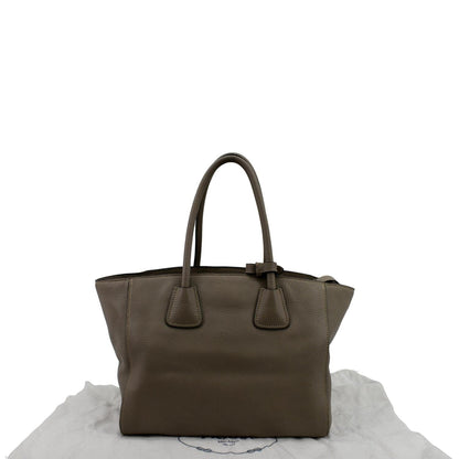 PRADA Leather Tote Shoulder Bag Tan
