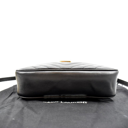 YVES SAINT LAURENT Lou Camera Chevron Leather Crossbody Bag Black