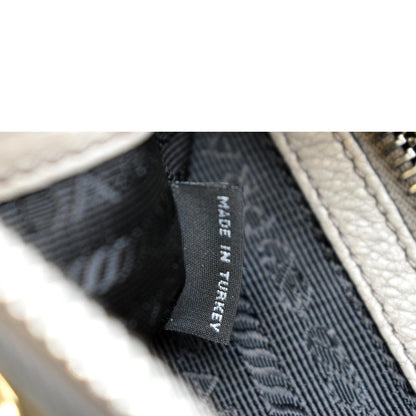 PRADA Vitello Phenix Leather Crossbody Bag Beige