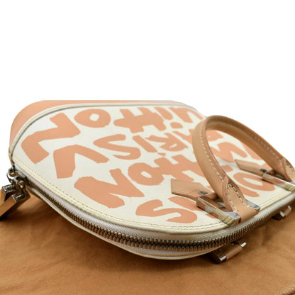Louis Vuitton Alma Graffiti Leather Satchel Bag White